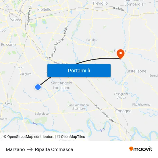 Marzano to Ripalta Cremasca map