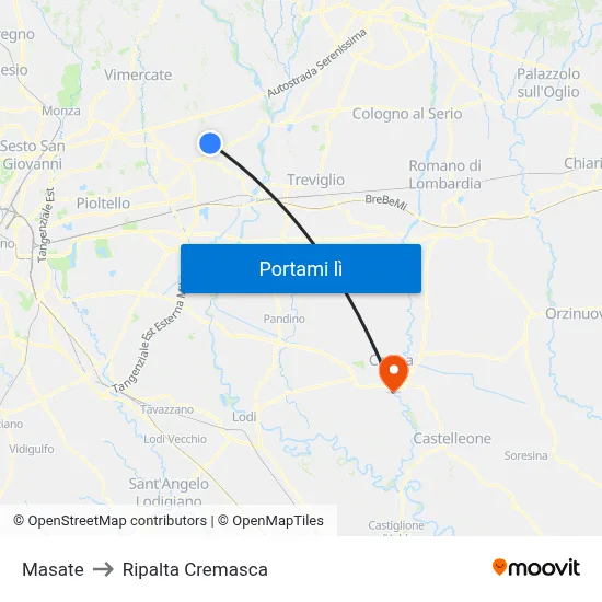 Masate to Ripalta Cremasca map