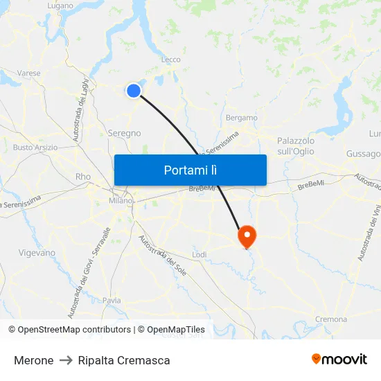 Merone to Ripalta Cremasca map