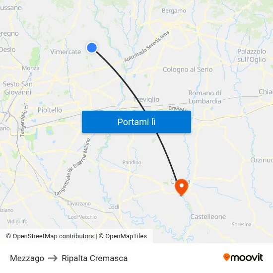 Mezzago to Ripalta Cremasca map