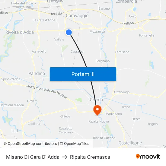Misano Di Gera D' Adda to Ripalta Cremasca map