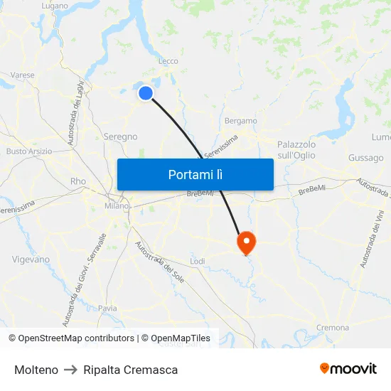 Molteno to Ripalta Cremasca map