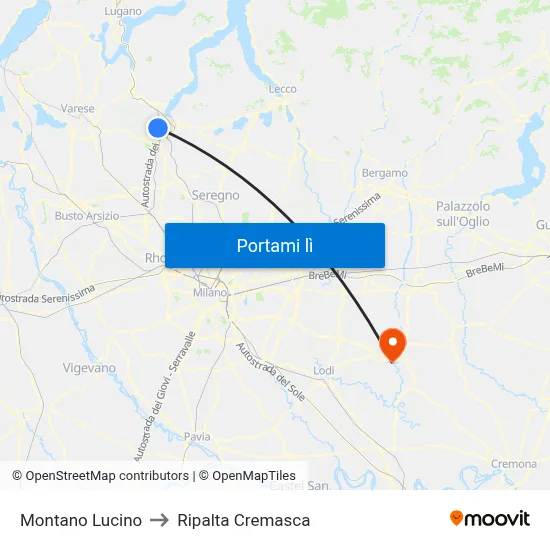 Montano Lucino to Ripalta Cremasca map