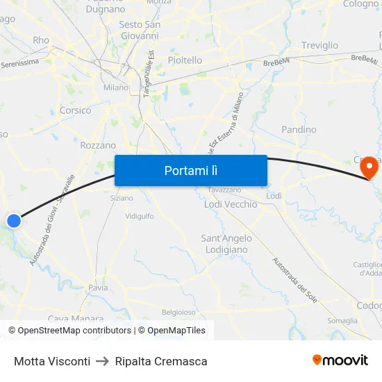 Motta Visconti to Ripalta Cremasca map