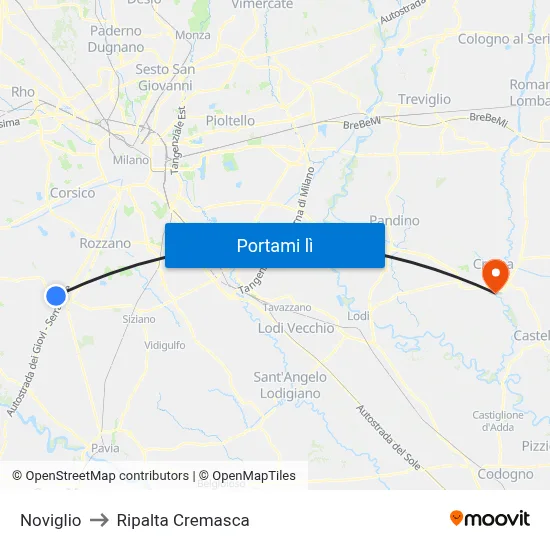 Noviglio to Ripalta Cremasca map