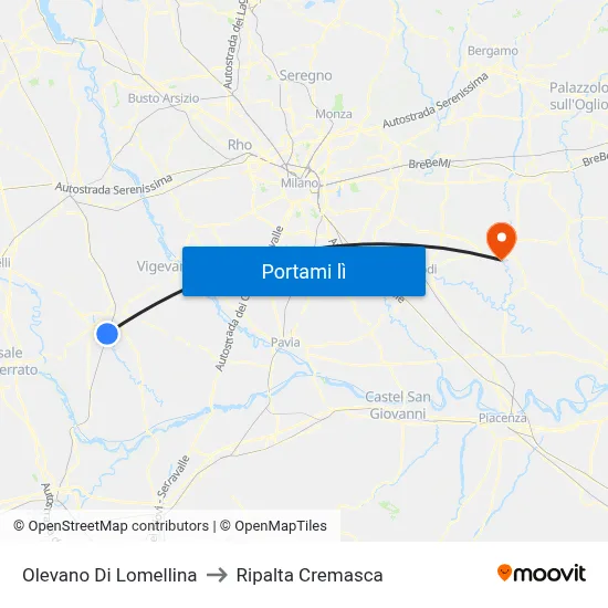 Olevano Di Lomellina to Ripalta Cremasca map