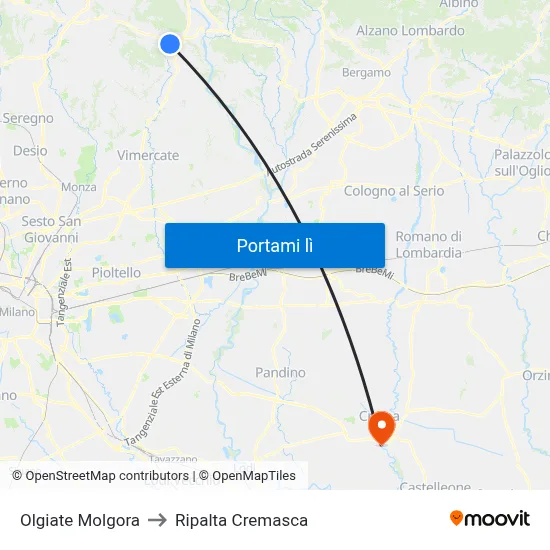 Olgiate Molgora to Ripalta Cremasca map