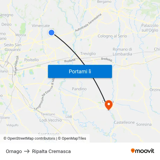 Ornago to Ripalta Cremasca map