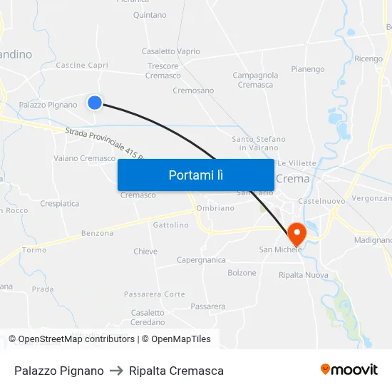 Palazzo Pignano to Ripalta Cremasca map