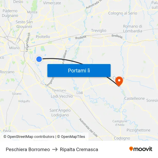 Peschiera Borromeo to Ripalta Cremasca map