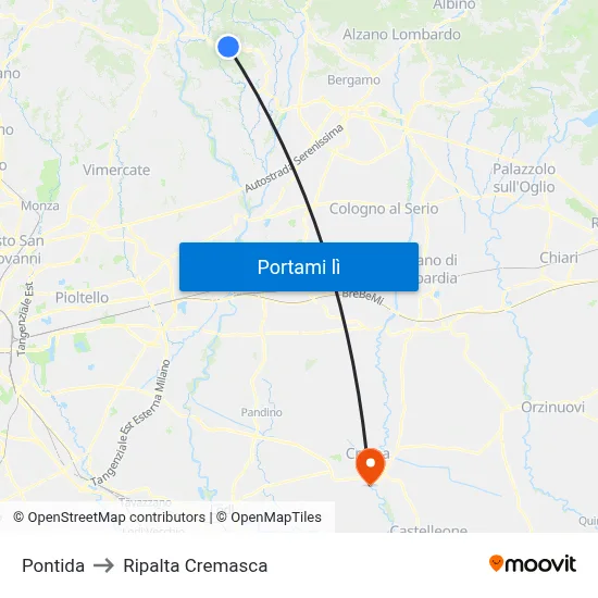 Pontida to Ripalta Cremasca map