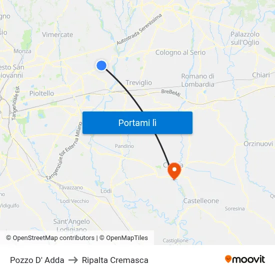 Pozzo D' Adda to Ripalta Cremasca map