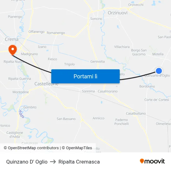 Quinzano D' Oglio to Ripalta Cremasca map