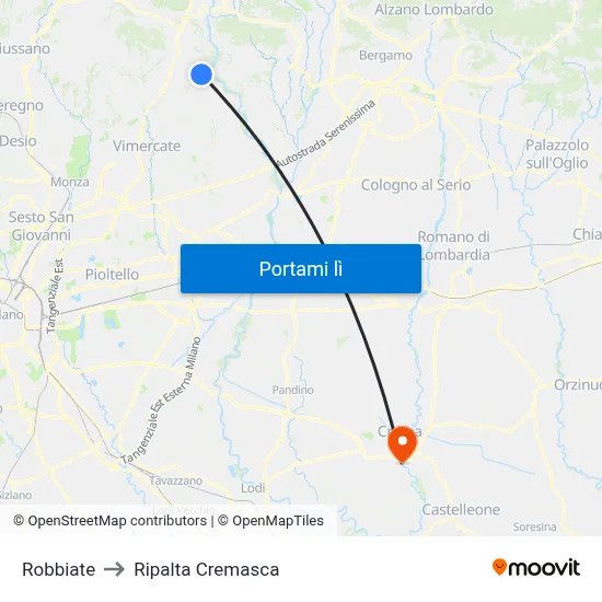 Robbiate to Ripalta Cremasca map