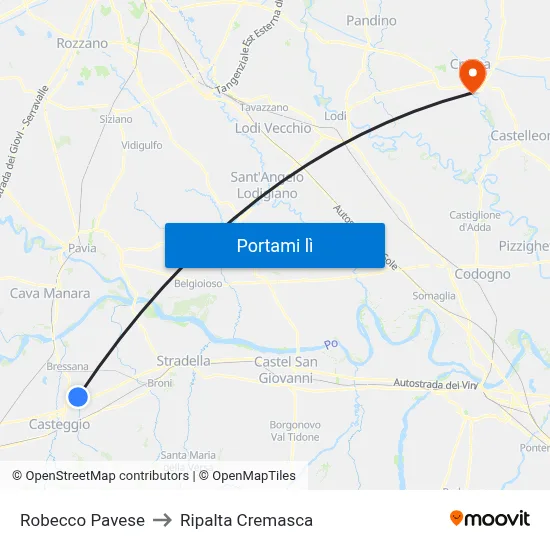Robecco Pavese to Ripalta Cremasca map