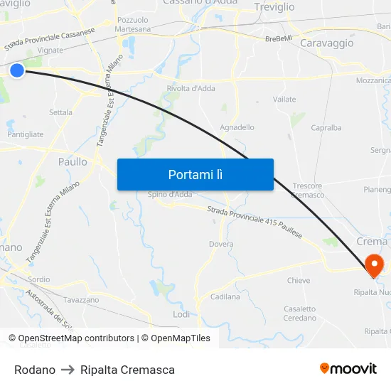 Rodano to Ripalta Cremasca map