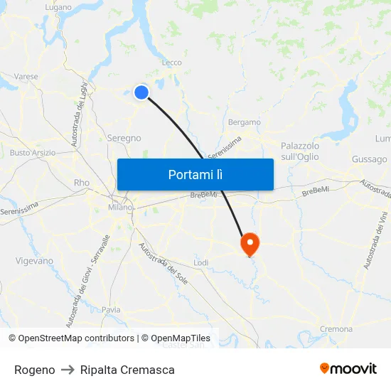 Rogeno to Ripalta Cremasca map