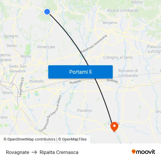 Rovagnate to Ripalta Cremasca map