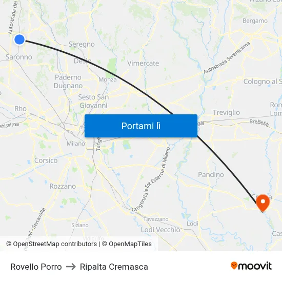 Rovello Porro to Ripalta Cremasca map