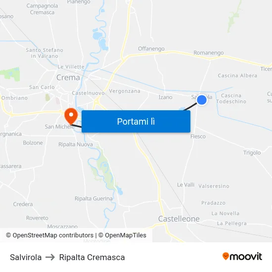 Salvirola to Ripalta Cremasca map