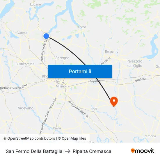 San Fermo Della Battaglia to Ripalta Cremasca map