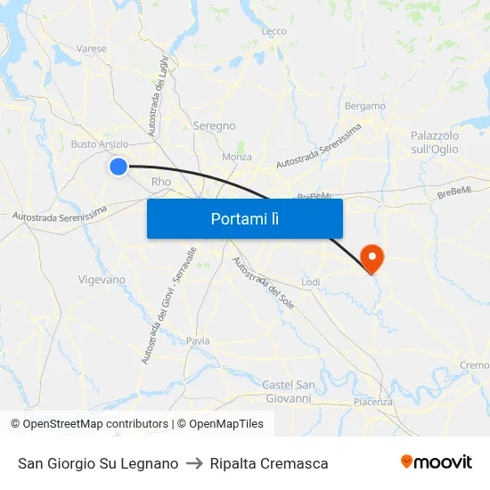 San Giorgio Su Legnano to Ripalta Cremasca map