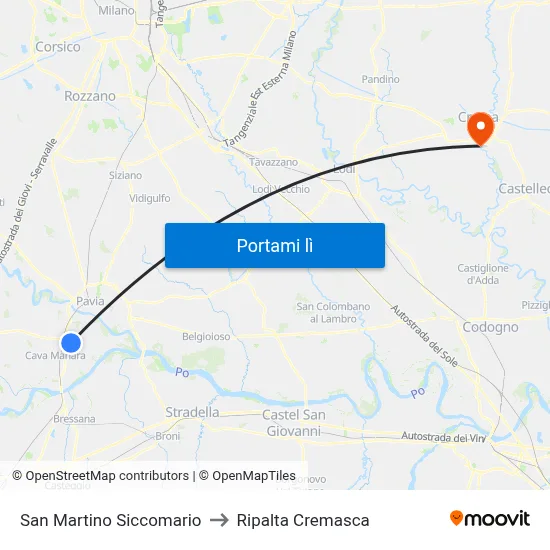 San Martino Siccomario to Ripalta Cremasca map