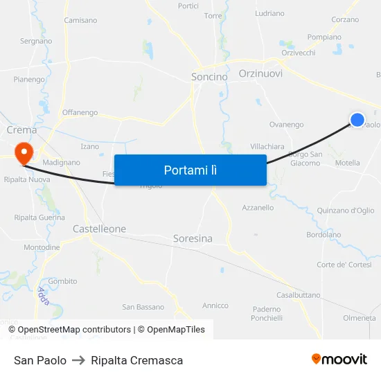 San Paolo to Ripalta Cremasca map