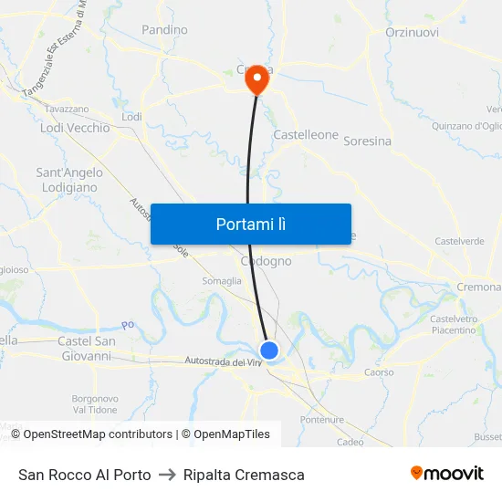 San Rocco Al Porto to Ripalta Cremasca map