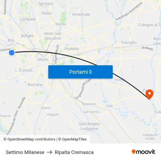 Settimo Milanese to Ripalta Cremasca map