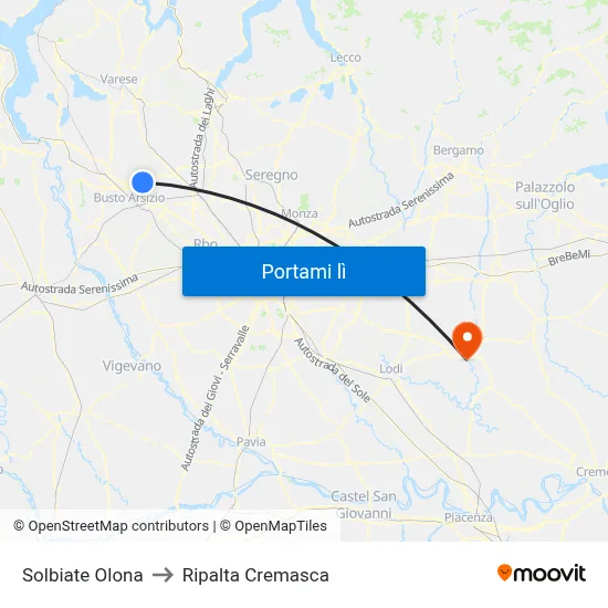 Solbiate Olona to Ripalta Cremasca map