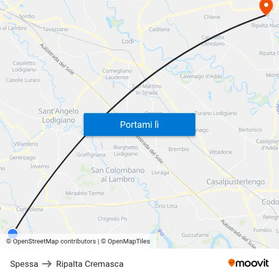 Spessa to Ripalta Cremasca map