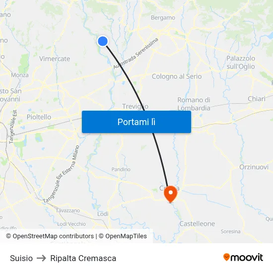 Suisio to Ripalta Cremasca map