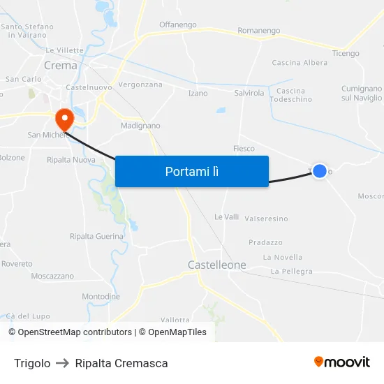 Trigolo to Ripalta Cremasca map