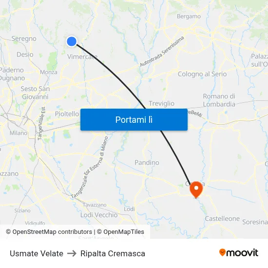 Usmate Velate to Ripalta Cremasca map