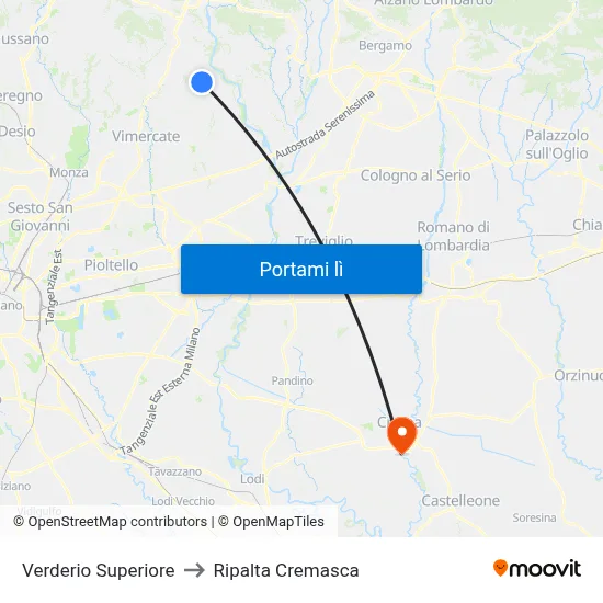 Verderio Superiore to Ripalta Cremasca map