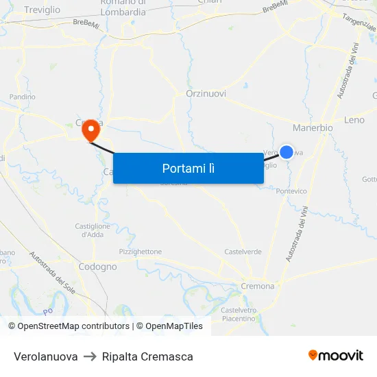 Verolanuova to Ripalta Cremasca map