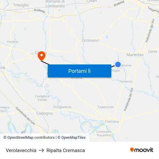 Verolavecchia to Ripalta Cremasca map