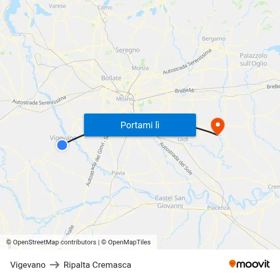 Vigevano to Ripalta Cremasca map