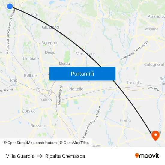 Villa Guardia to Ripalta Cremasca map