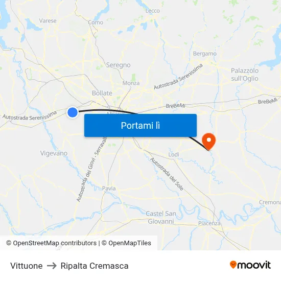 Vittuone to Ripalta Cremasca map