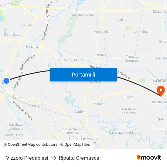 Vizzolo Predabissi to Ripalta Cremasca map