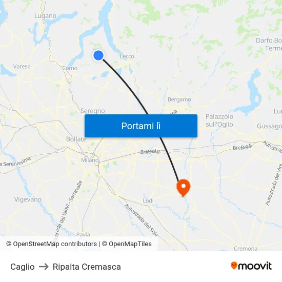 Caglio to Ripalta Cremasca map