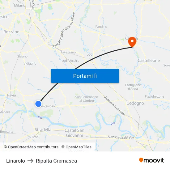 Linarolo to Ripalta Cremasca map