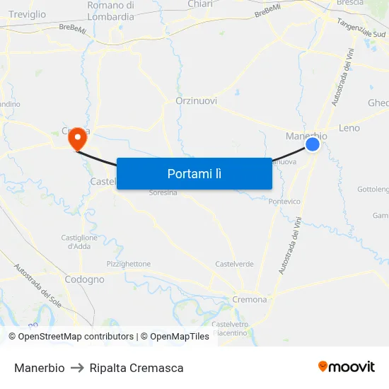 Manerbio to Ripalta Cremasca map