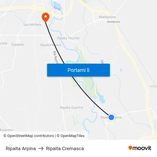 Ripalta Arpina to Ripalta Cremasca map