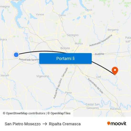 San Pietro Mosezzo to Ripalta Cremasca map