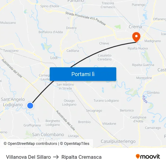 Villanova Del Sillaro to Ripalta Cremasca map