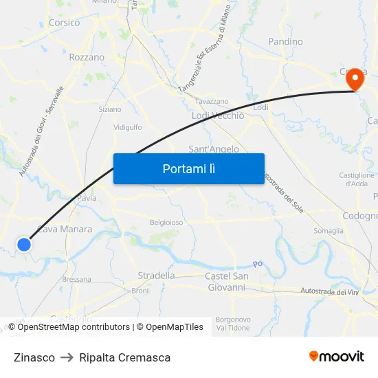 Zinasco to Ripalta Cremasca map