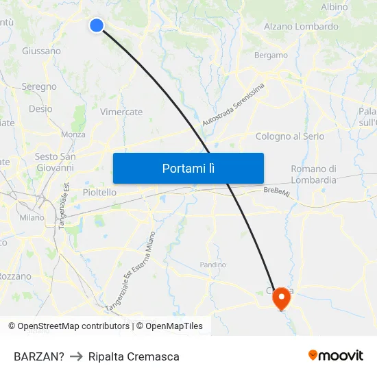 BARZAN? to Ripalta Cremasca map